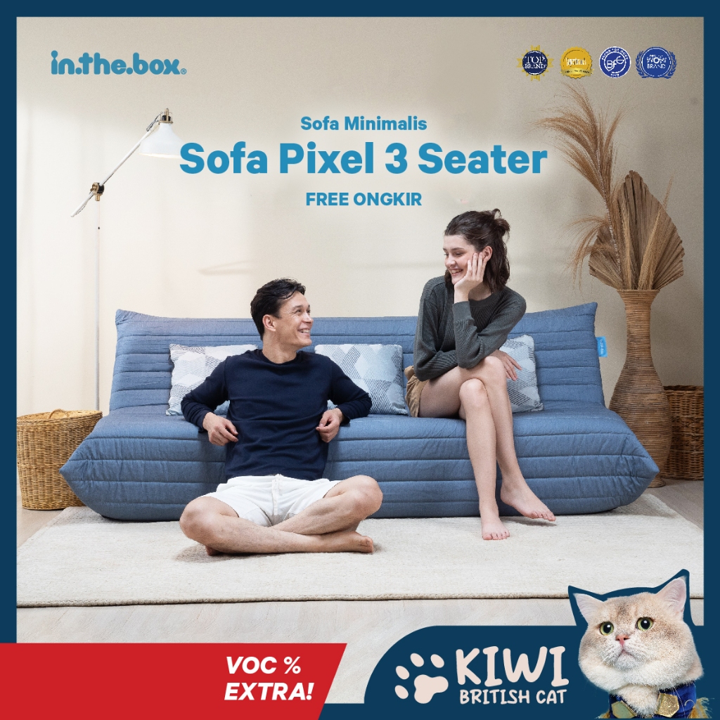 In The Box Sofa Pixel 3 Seater | Free Bantal