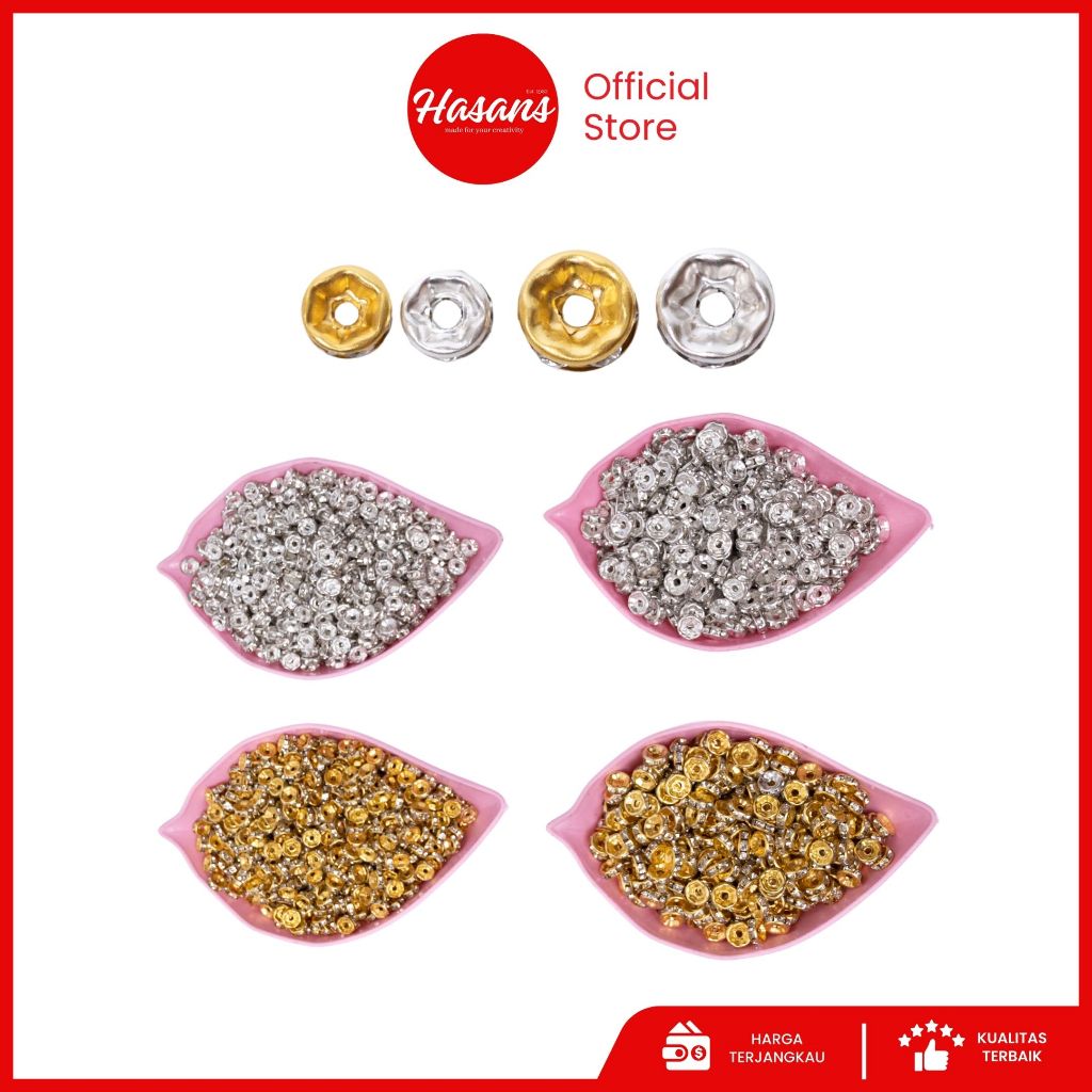 Hasans / Rondel Silver Gold / Rondel Pembatas / Rondel Pembatas Mutiara / Pembatas Mutsin / Spacer 6