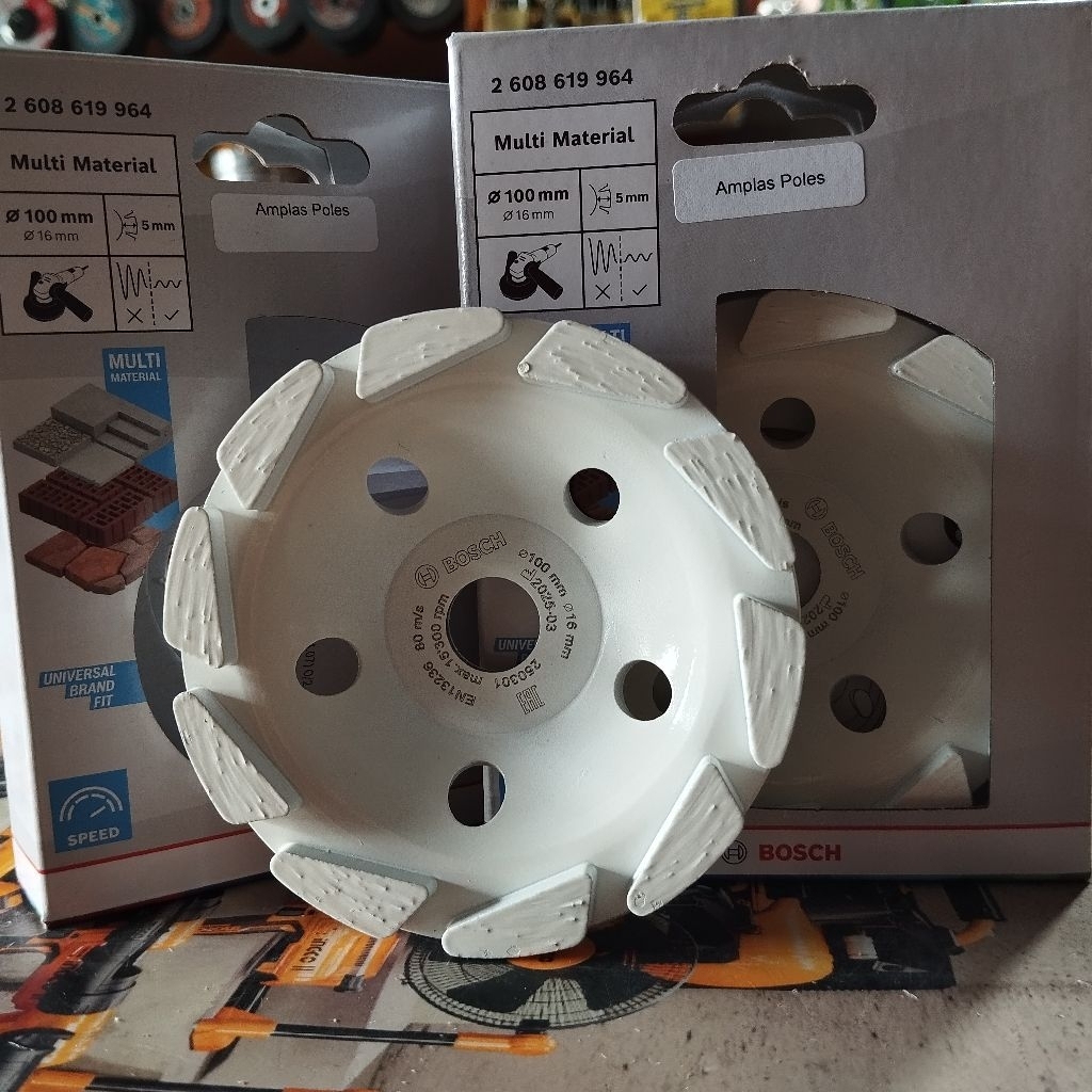 Bosch Mata gerinda perata beton 4" / Amplas poles beton multi material bata, bata ringan, marmer