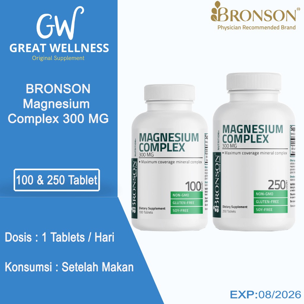 (DIJAMIN ORIGINAL) Bronson Magnesium Complex 300 Mg Oxide Citrate Carbonate Original USA