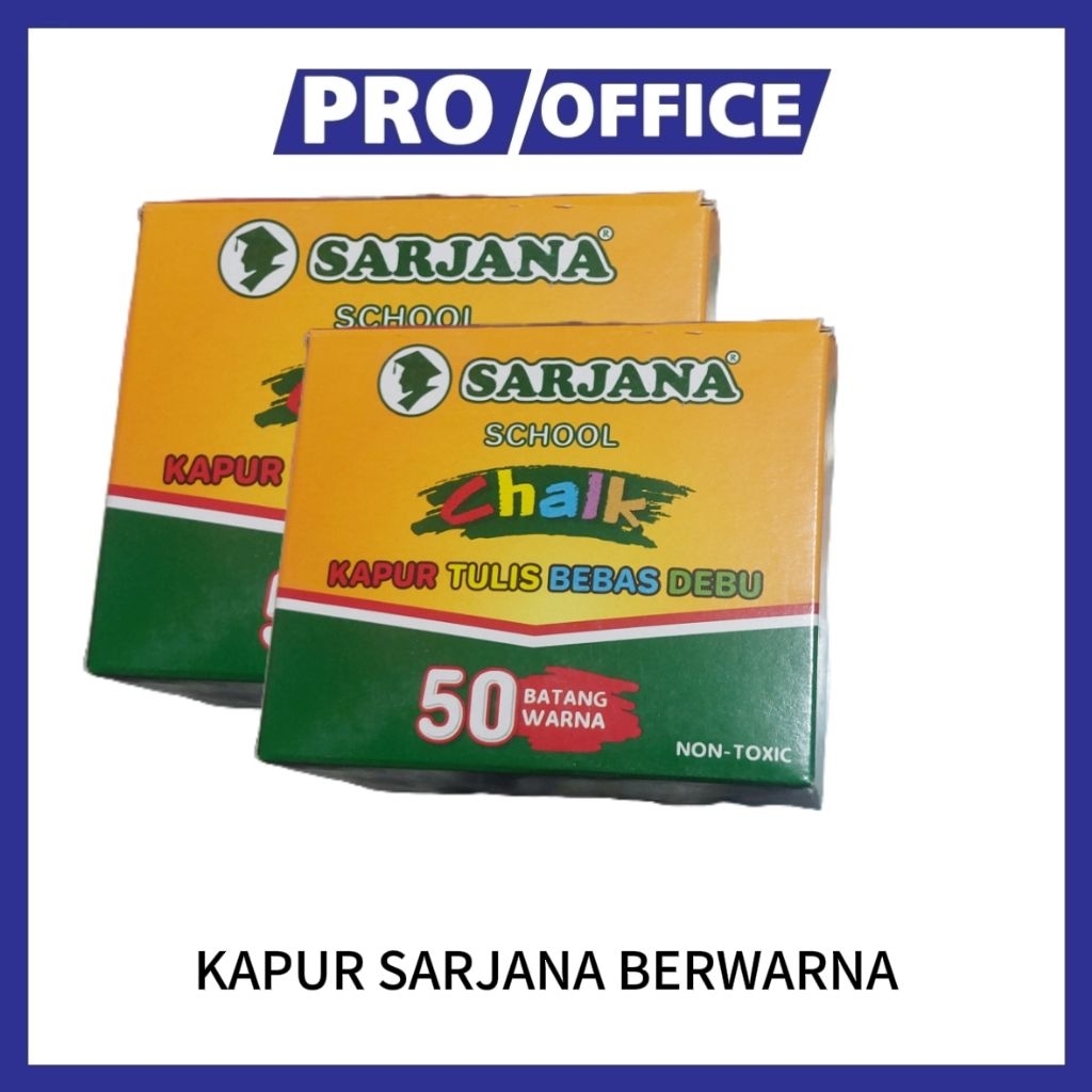 ProOffice - Kapur Tulis Sarjana Warna / Putih Non-Toxic (1 Box) – Kapur Sekolah & Papan Tulis