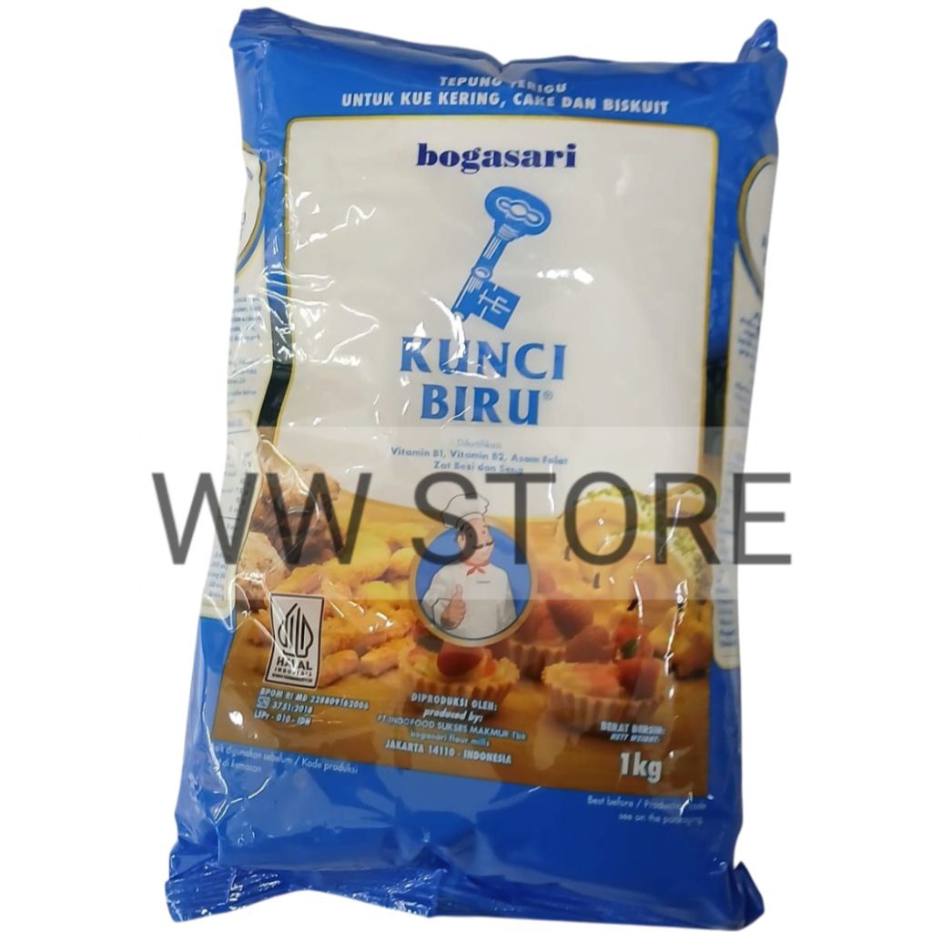 

Tepung Terigu untuk Kue Kering Cake Biskuit halal MUI bogasari KUNCI BIRU Premium 1kg