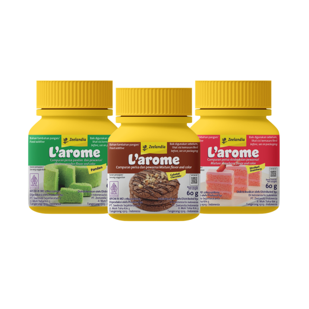 

Zeelandia L’arome Pasta Perisa & Pewarna Coklat - Pandan - Strawberry 60gr – Larome Perisa Cair