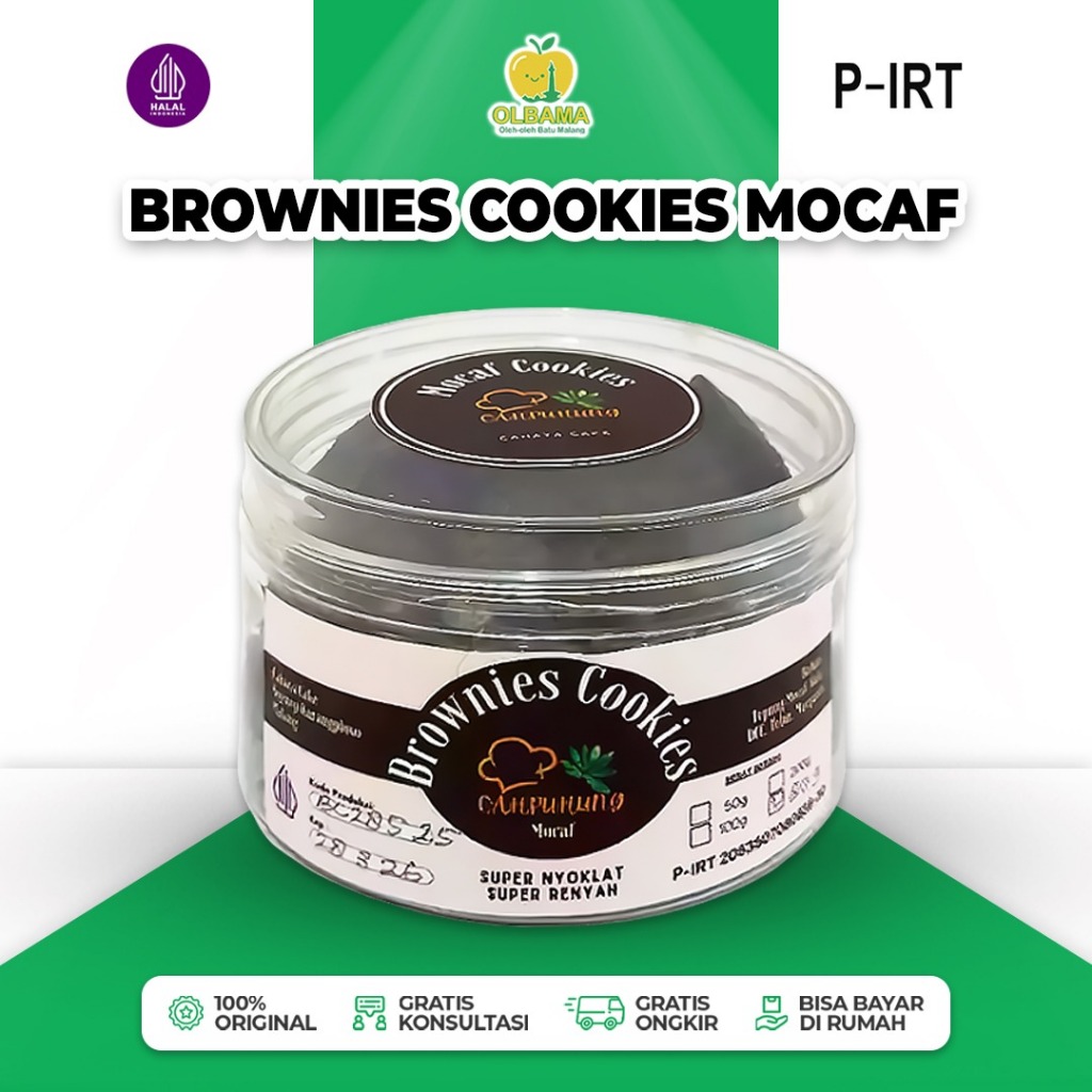

Brownies Cookies Kering Tepung Mocaf Oleh Oleh Khas Batu Malang | Camilan Coklat Manis Kukis Renyah