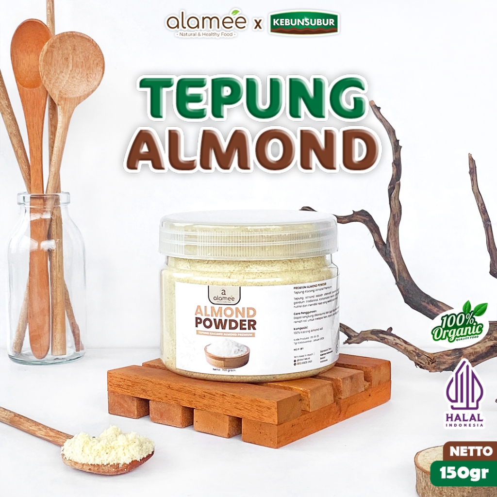 

ALAMEE Tepung Almond Bubuk Almond Powder Almond Flour Tanpa Campuran Gluten FREE 150gr kebunsurbur