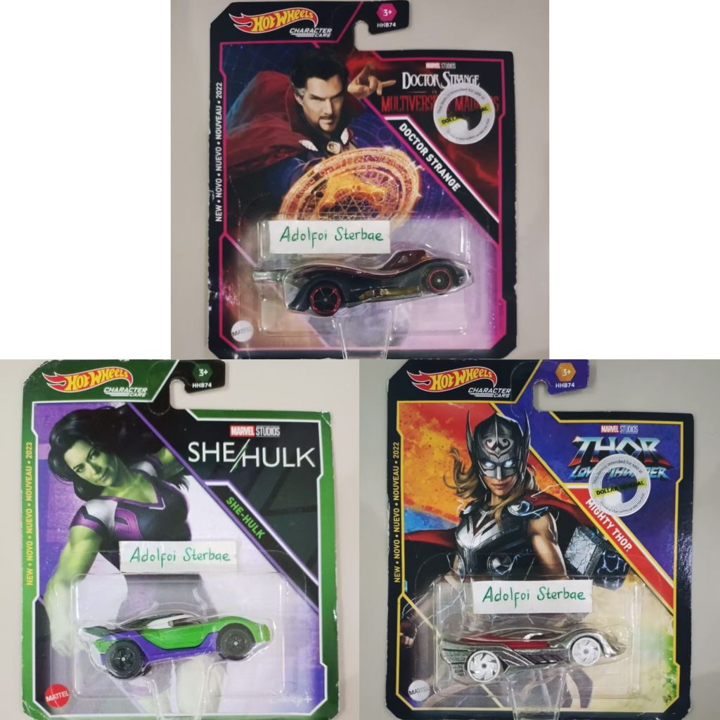 hotwheels hot wheels character cars doctor strange multiverse of madness she hulk mighty thor love t