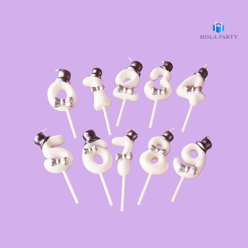 LILIN ULANG TAHUN ANGKA WARNA PUTIH TOPI HITAM