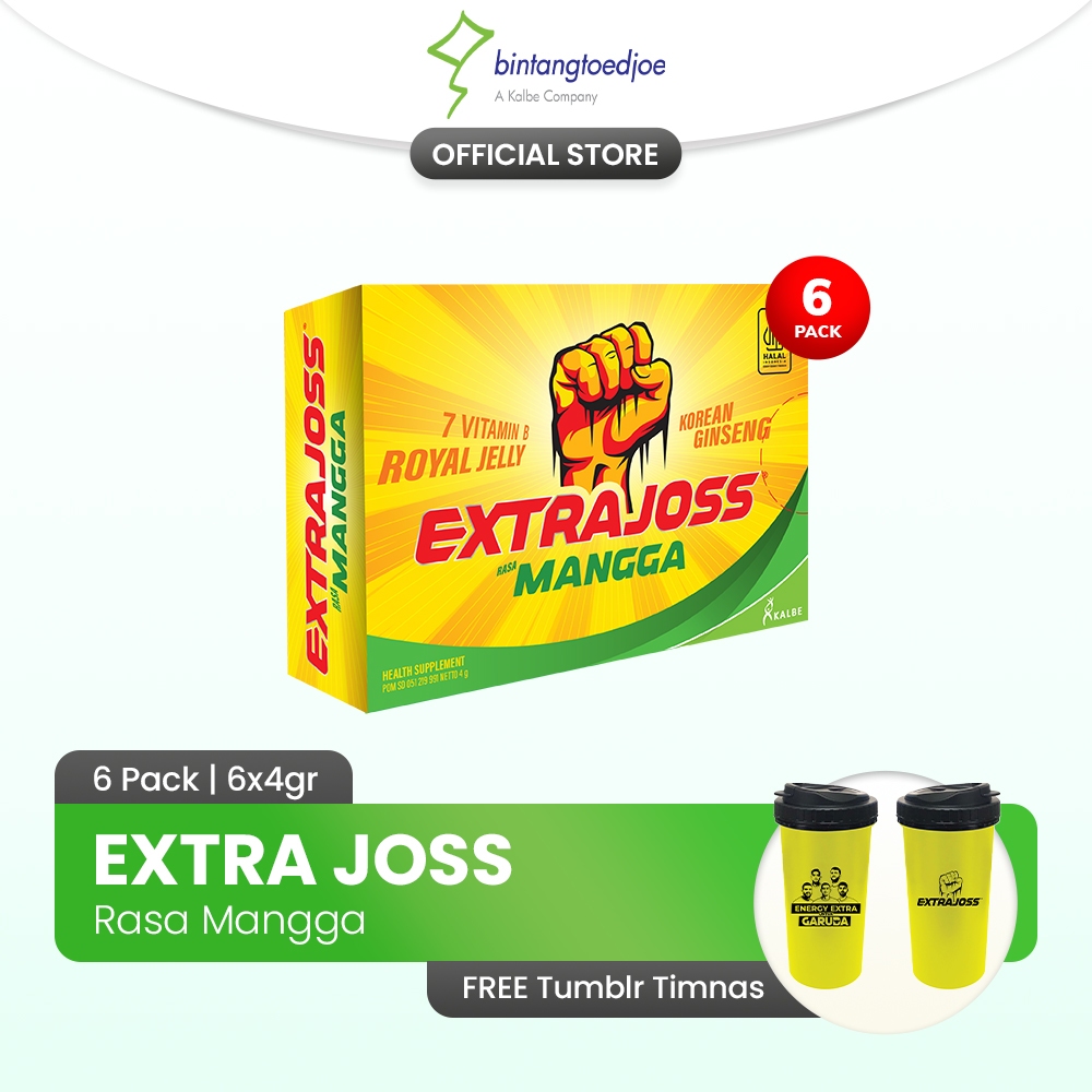 Extra Joss Laki Mangga 6 Pack (36 Sachet) FREE Tumbler Timnas