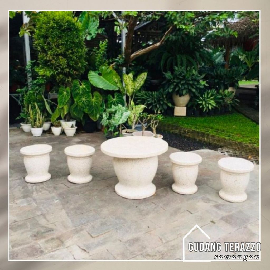 Bangku Taman Teraso, Bangku Bulat Minimalis/ Meja Taman Outdoor