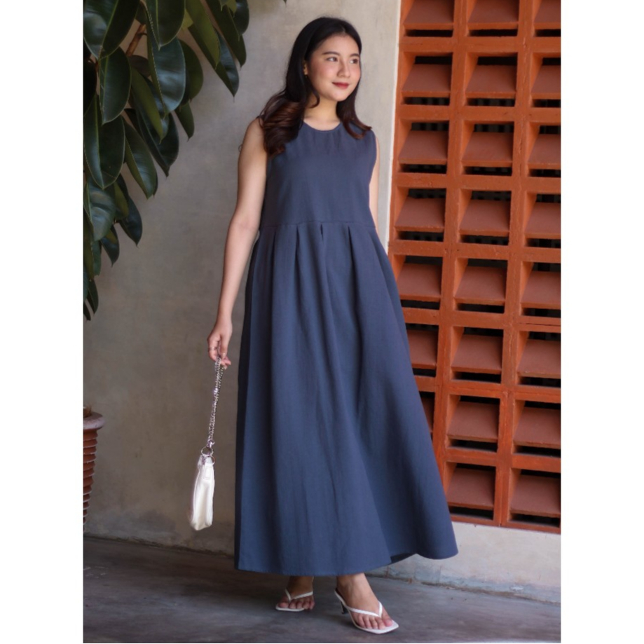 FEMMEWEAR - MAZAYA DRESS I inner dress linen tanpa lengan