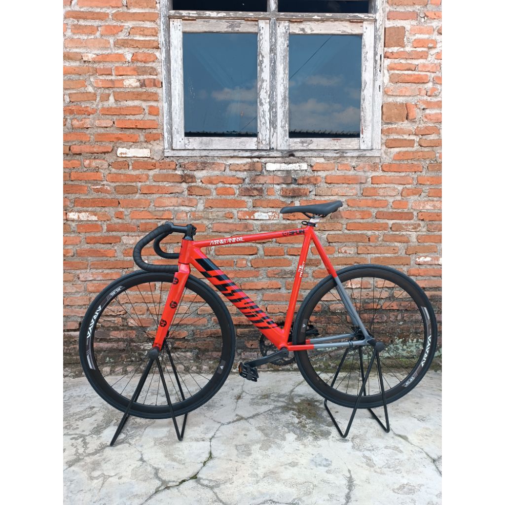 sepeda fixie manila animal merah hitam