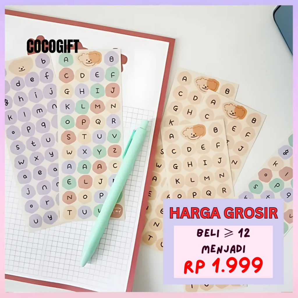 

Alphabet Stiker Candy Colour Stiker Alphabet Bear Journal Diary - SD08