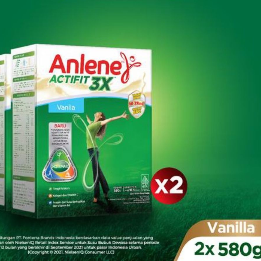 

Anlene Actifit 3X Susu Bubuk Dewasa Vanilla 2 x 570g