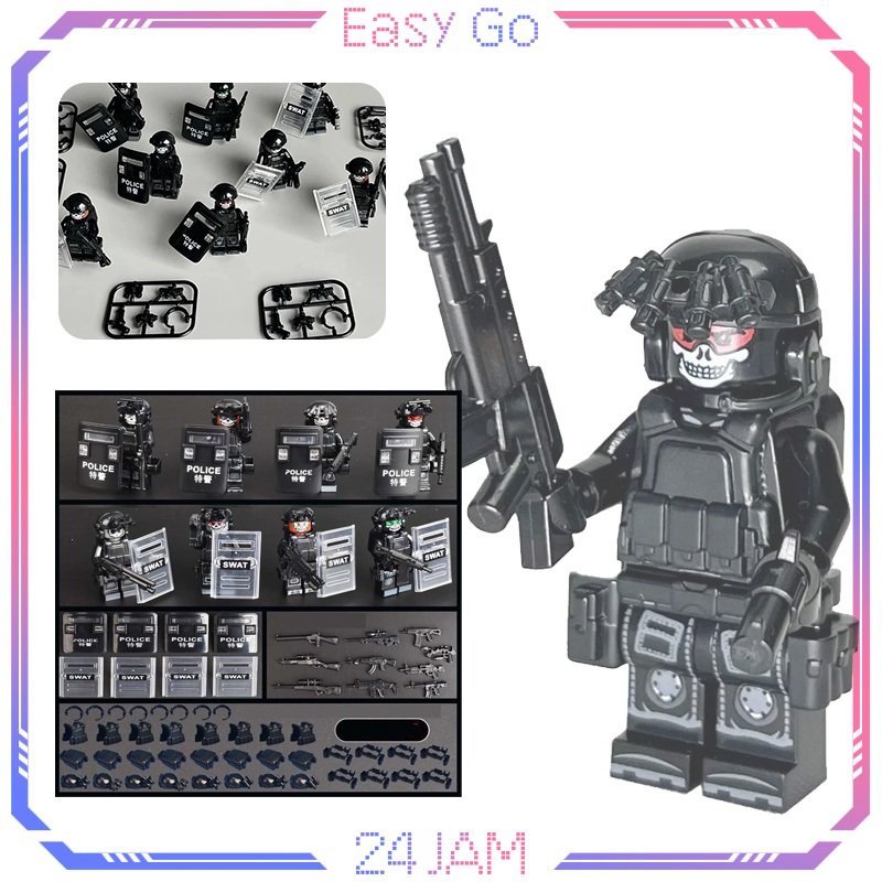 Isi 8pcs Minifigure Army Swat Team Mainan Balok Military Mainan Tentara Mini Minifigure Mainan Army 