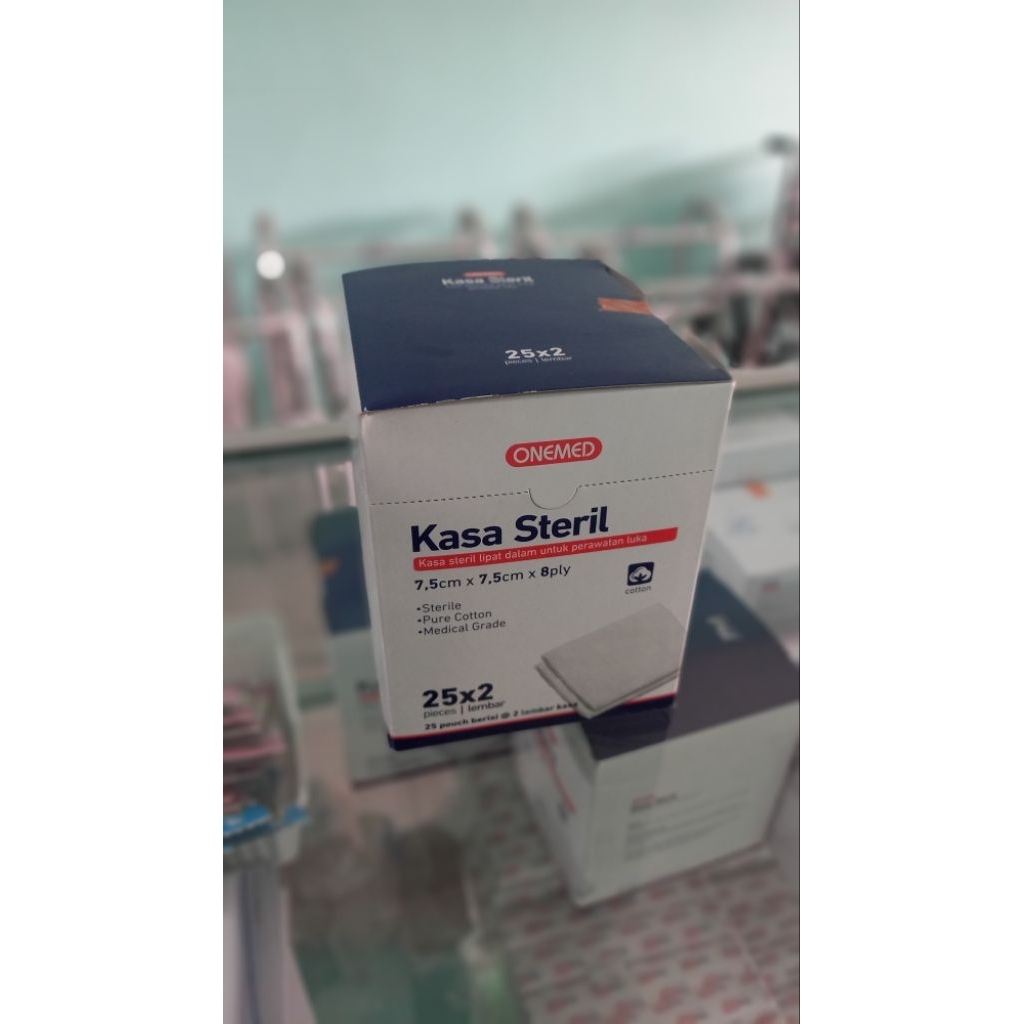 Kasa Steril Onemed sz 7.5cm x 7.5cm x 8ply, isi 25 pieces