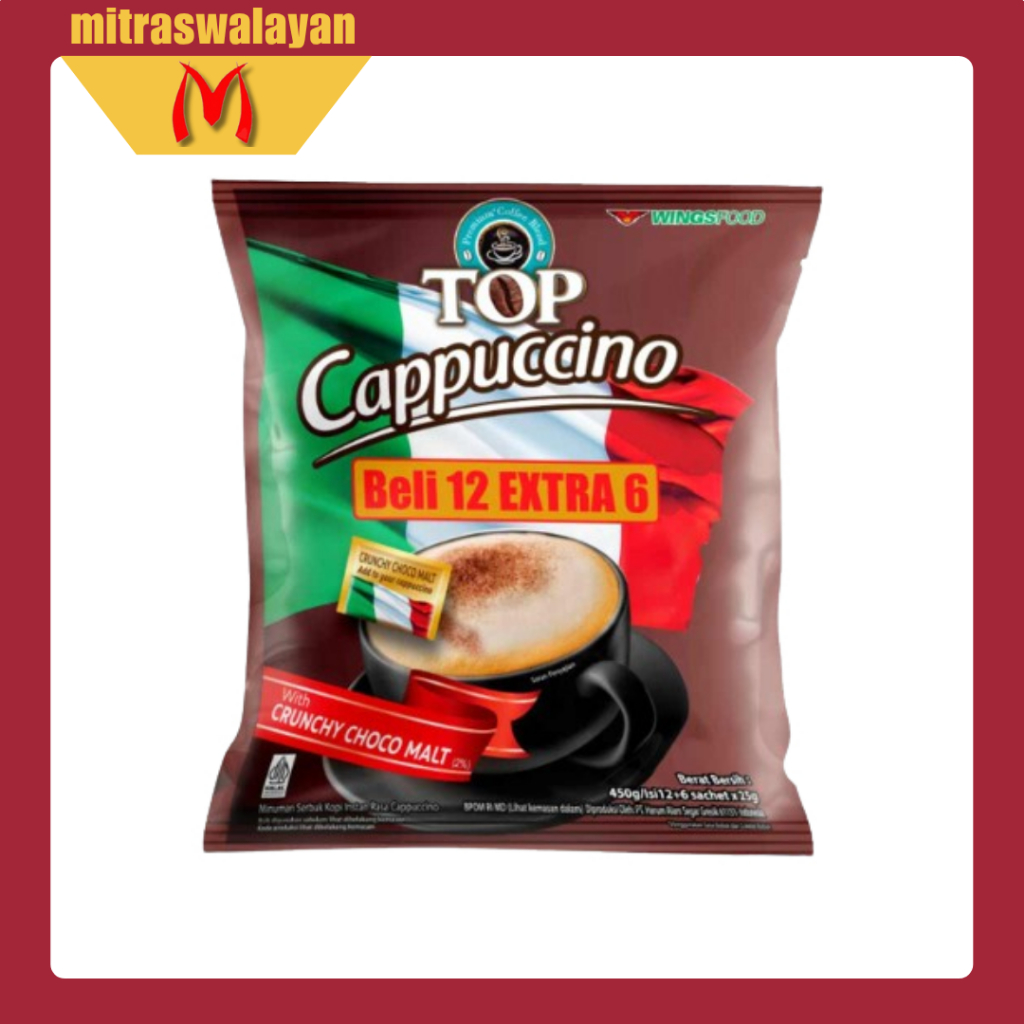 

TOP COFFEE Cappuccino Kemasan Pack Beli 12 Extra 6 @25 gr