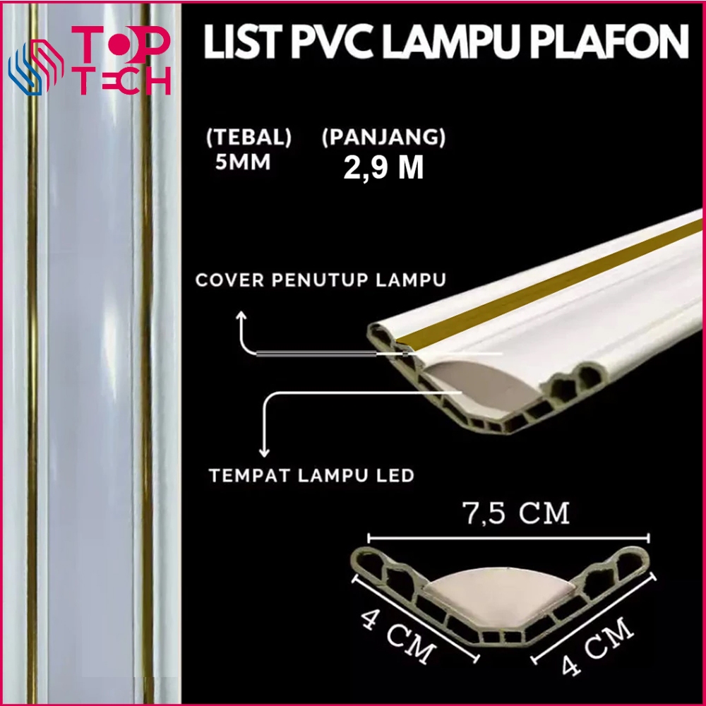 Toptech -   List Lampu LED Dekorasi rumah Mewah / List Lampu Plafon PVC Panjang 290CM