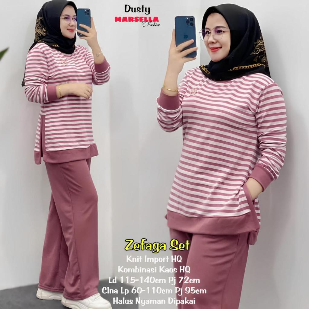Zefaya Setelan kaos Knit Ld 120 130 Garis Garis Stripe