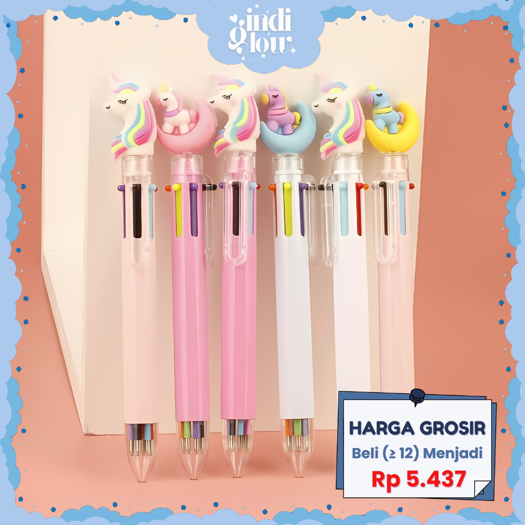 

IG Pulpen Karakter Unicorn Mekanik 6 Warna Bolpoin Motif Pena Karakter Unicorn Warna-Warni ATK LG-39