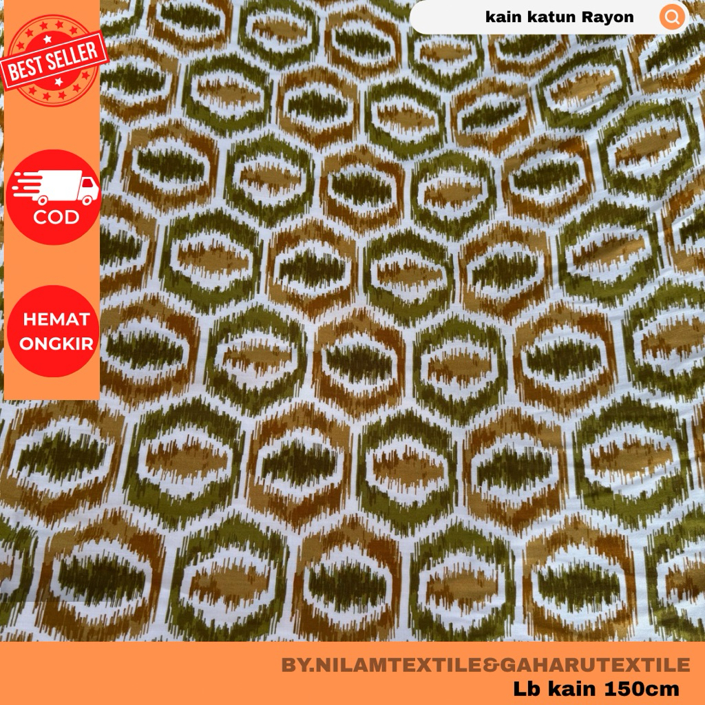 kain katun rayon/bahan rayon-rayon premium-rayon viscose-motif abstrak-kain/bahan meteran nilam