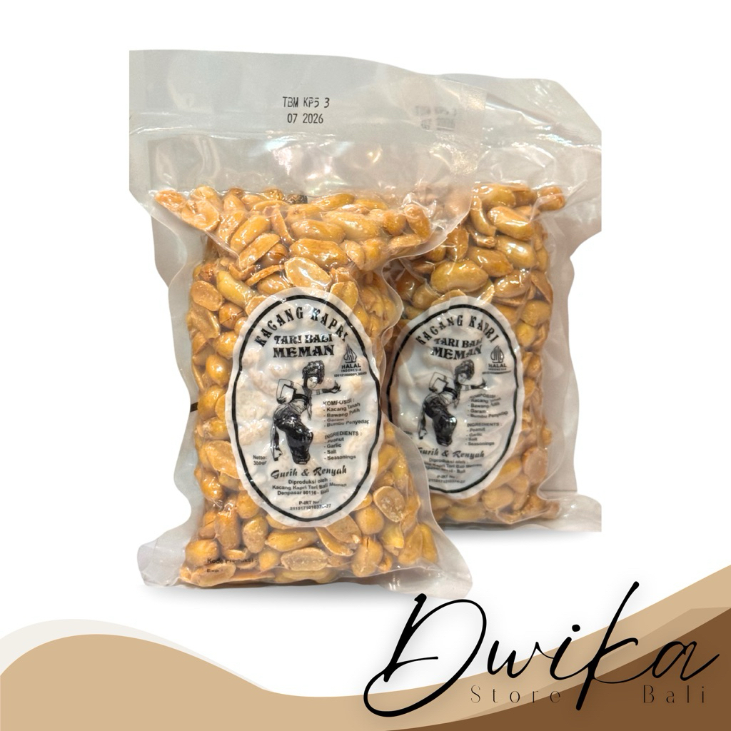 

KACANG TARI BALI MEMAN 300GR GURIH DAN RENYAH TERLARIS READY STOK FRESH KACANG KAPRI PACK 300GR OLEH OLEH KHAS BALI
