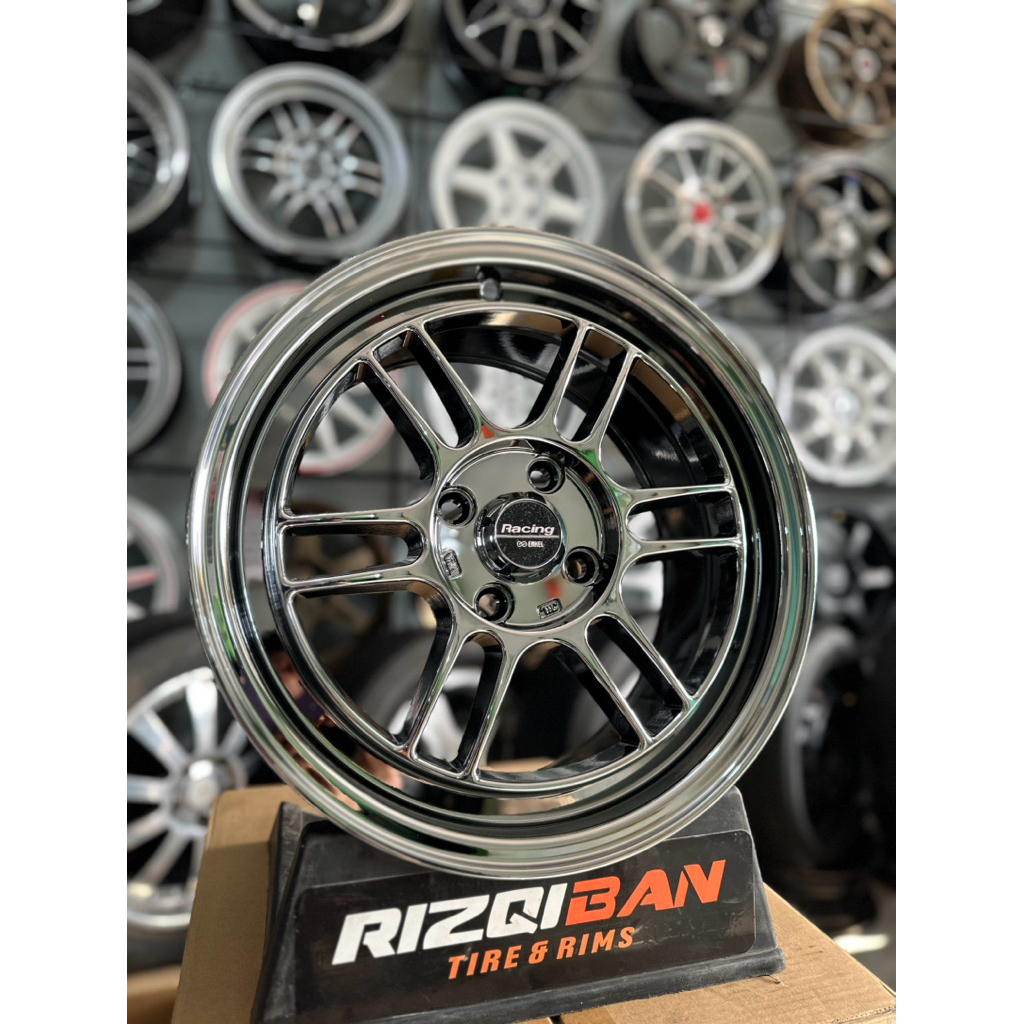 velg enkei rpf r15 black chrome pcd 4x100 lebar 7 kondisi baru