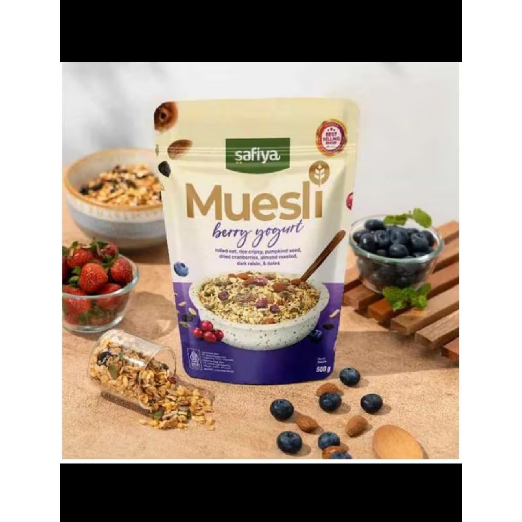 

Safiya Muesli Berry Yogurt 500 Gram Sereal With Almond Premium