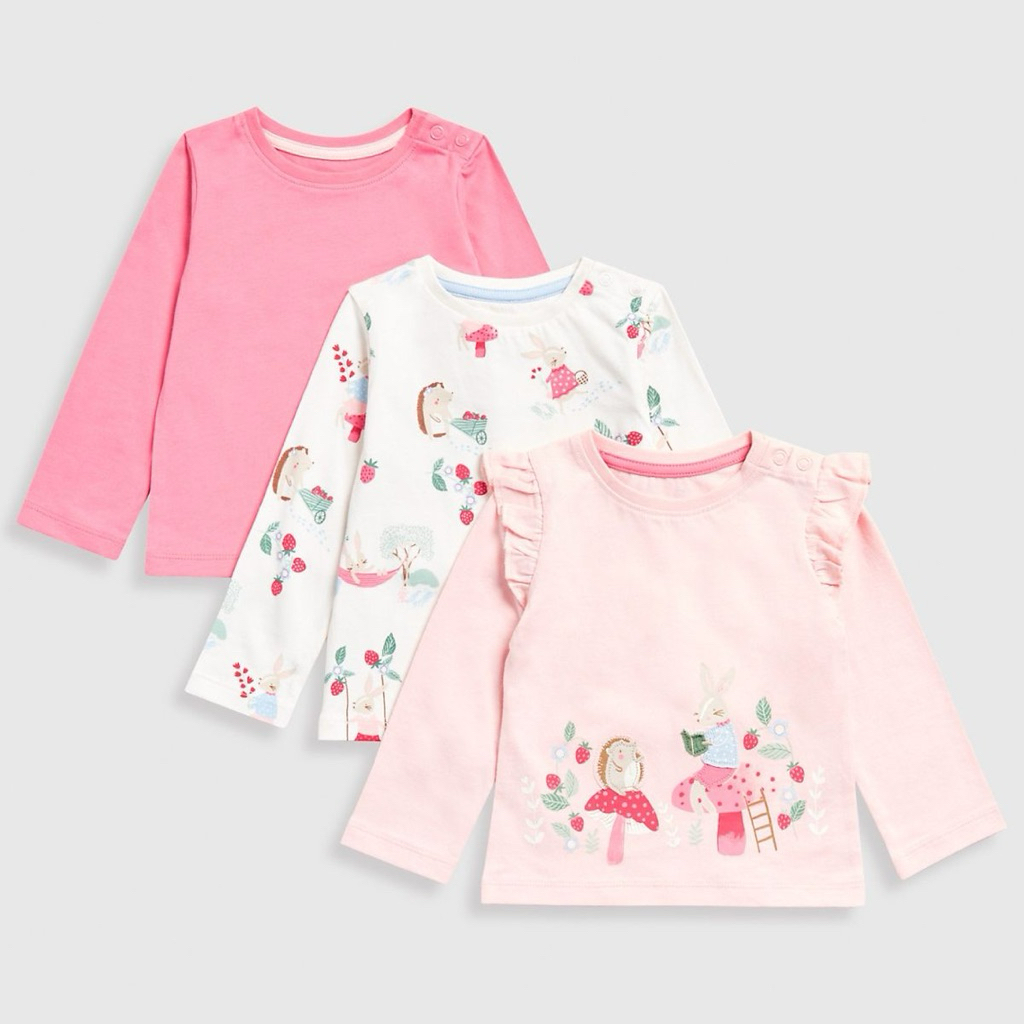 NWT Mothercare Baby Girl Rustic Retreat Long Sleeve Tee - 3 Pack