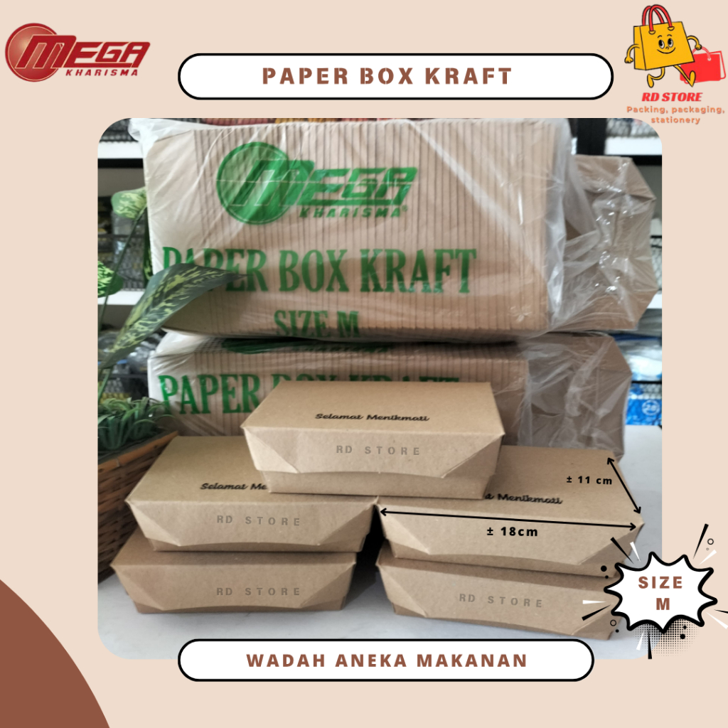 PAPER BOX KRAFT SIZE M LAMINASI ANTI LENGKET PAPER BOX COKLAT PAPER BOX MEDIUM PAPER BOX SNACK KOTAK
