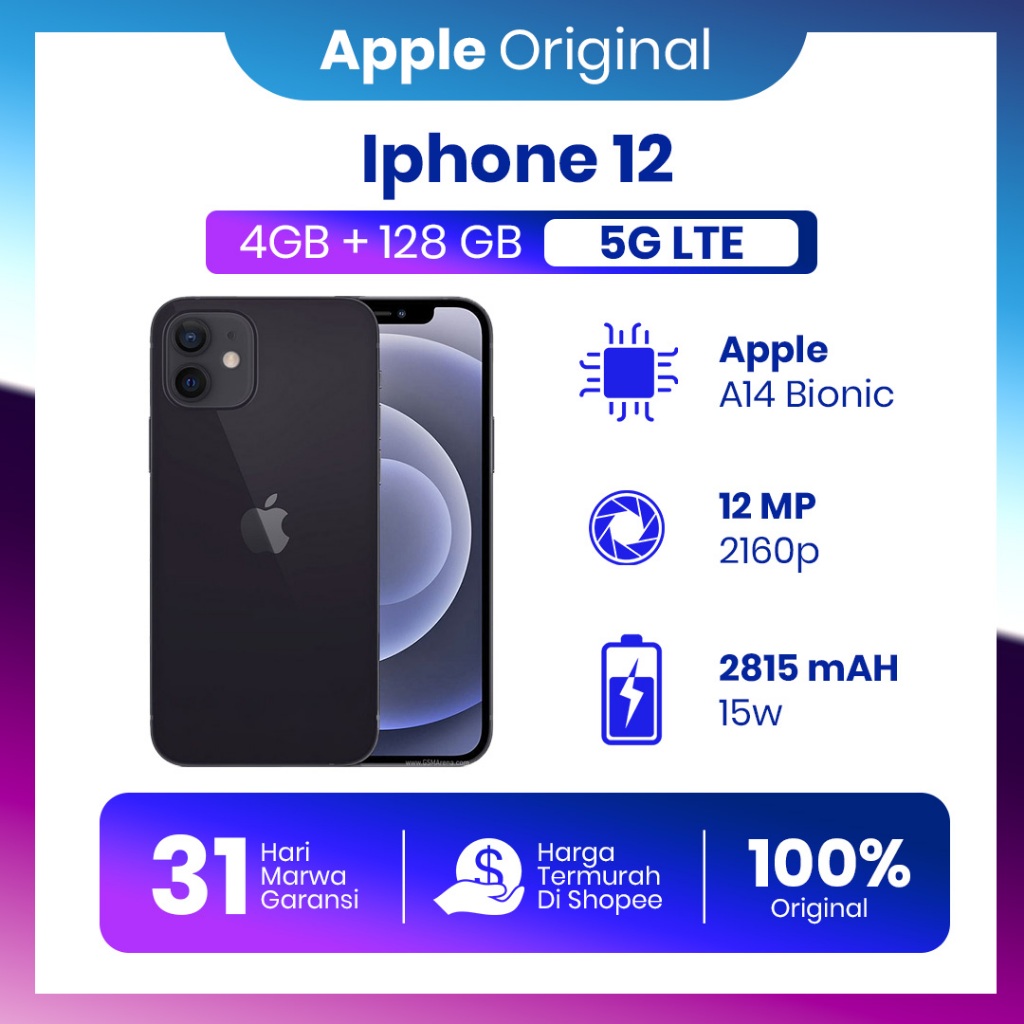 Apple Iphone 12 128GB Original Second Garansi 100% Normal Tanpa Kendala
