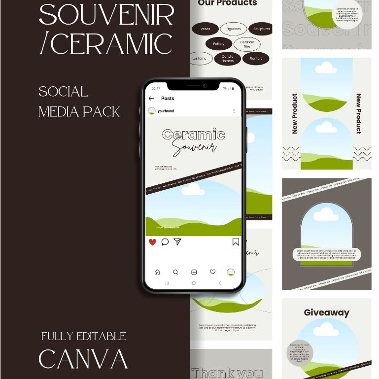 Desain 30 Template Canva Instagram Feed/Post Souvenir | Ukuran 4:5 dan 1:1 | Premium Design for Souv