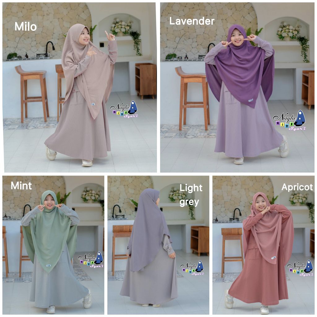 Gamis knit set jilbab, gamis anak syari, gamis anak set jilbab HANIA by Nayla Kids