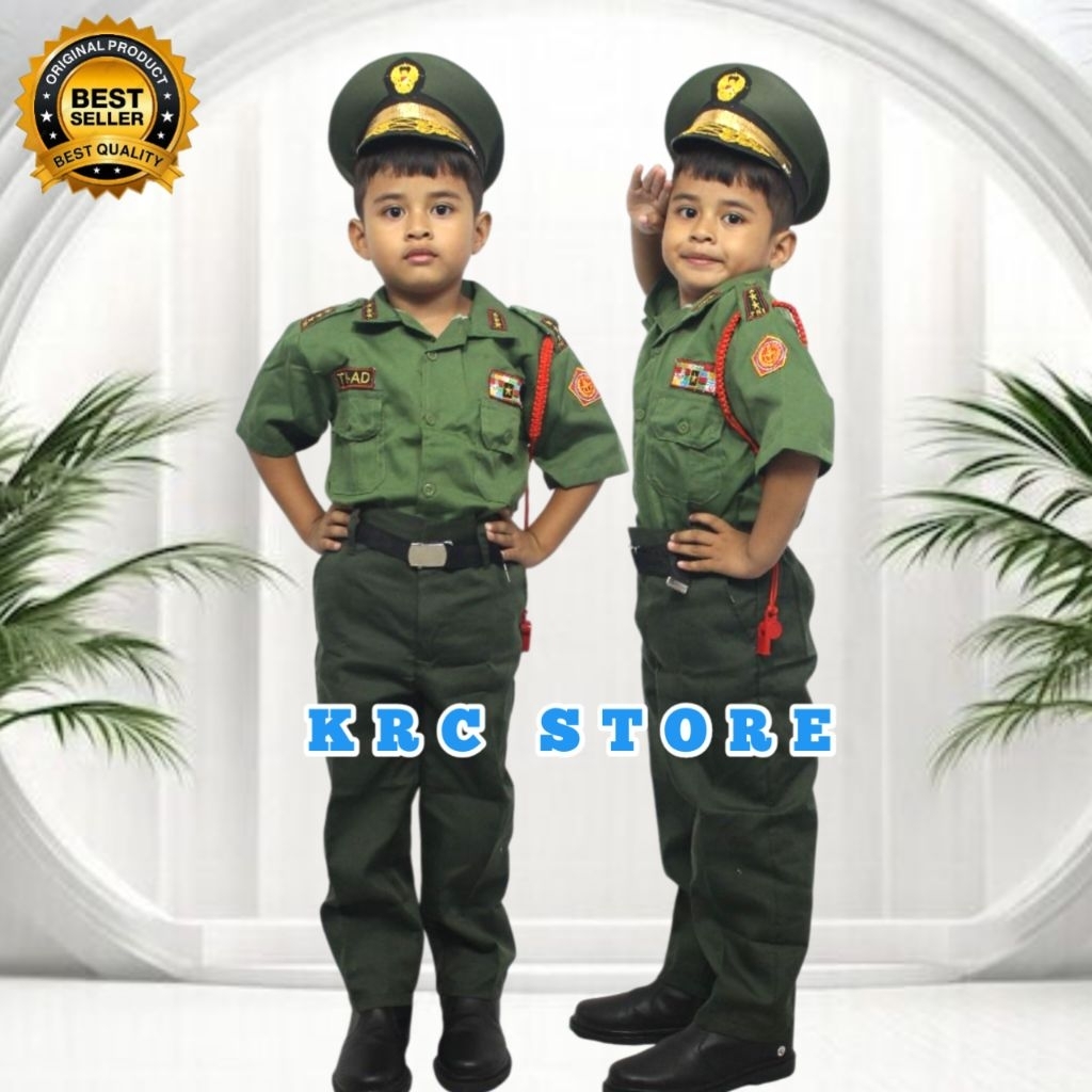 Baju Profesi PDH TNI Cilik 1 Set Terbaru / KOSTUM ANAK PDH TNI / BAJU KARNAVAL PDH TNI HIJAU CILIK
