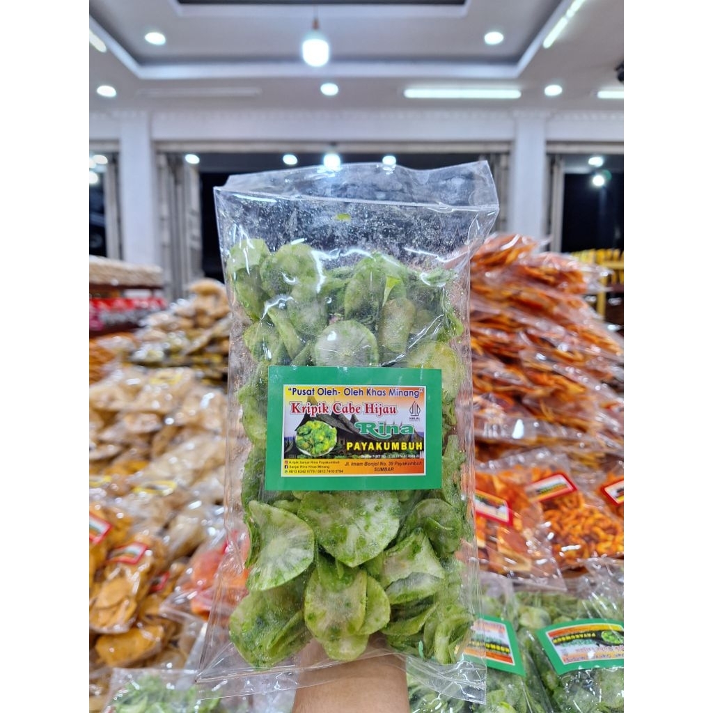 

Keripik Balado Hijau Pedas Manis [250gr] — Makanan Khas Minang — Sanjai Rina