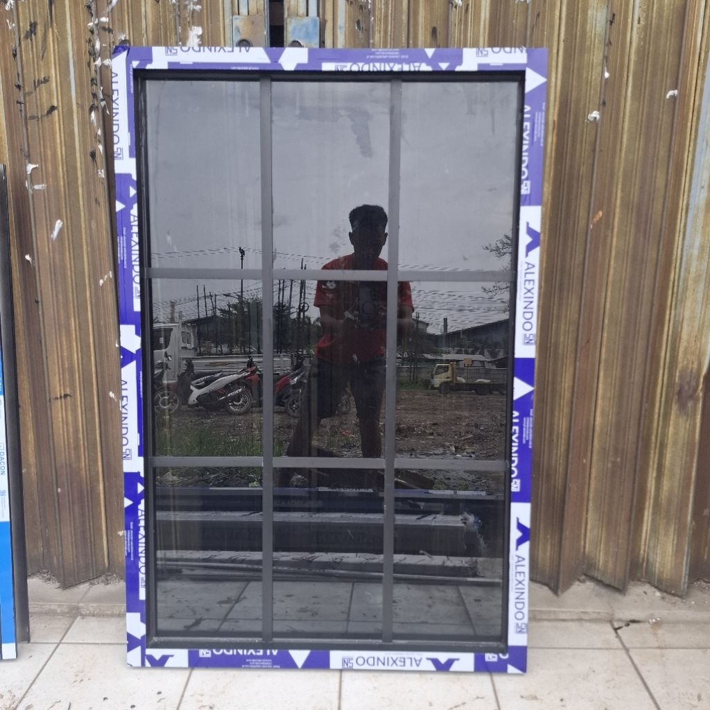 jendela kaca mati  3inch alexindo ornamen aluminium  L100 x T150