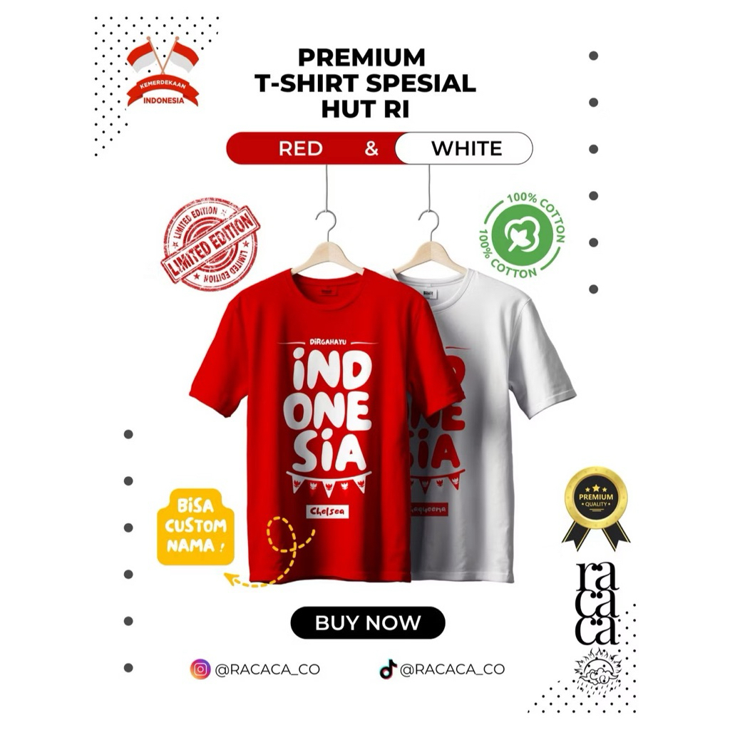 Racaca - Baju Couple Keluarga Kaos Keluarga Indonesia HUT RI Kemerdekaan 17an Agustusan Series