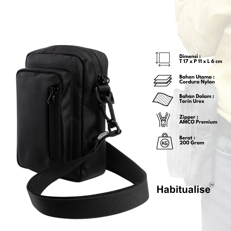 Habitualise - Tas Selempang Kecil Slingbag Mini Compact Tas Pinggang Pria Wanita Tas HP Compact