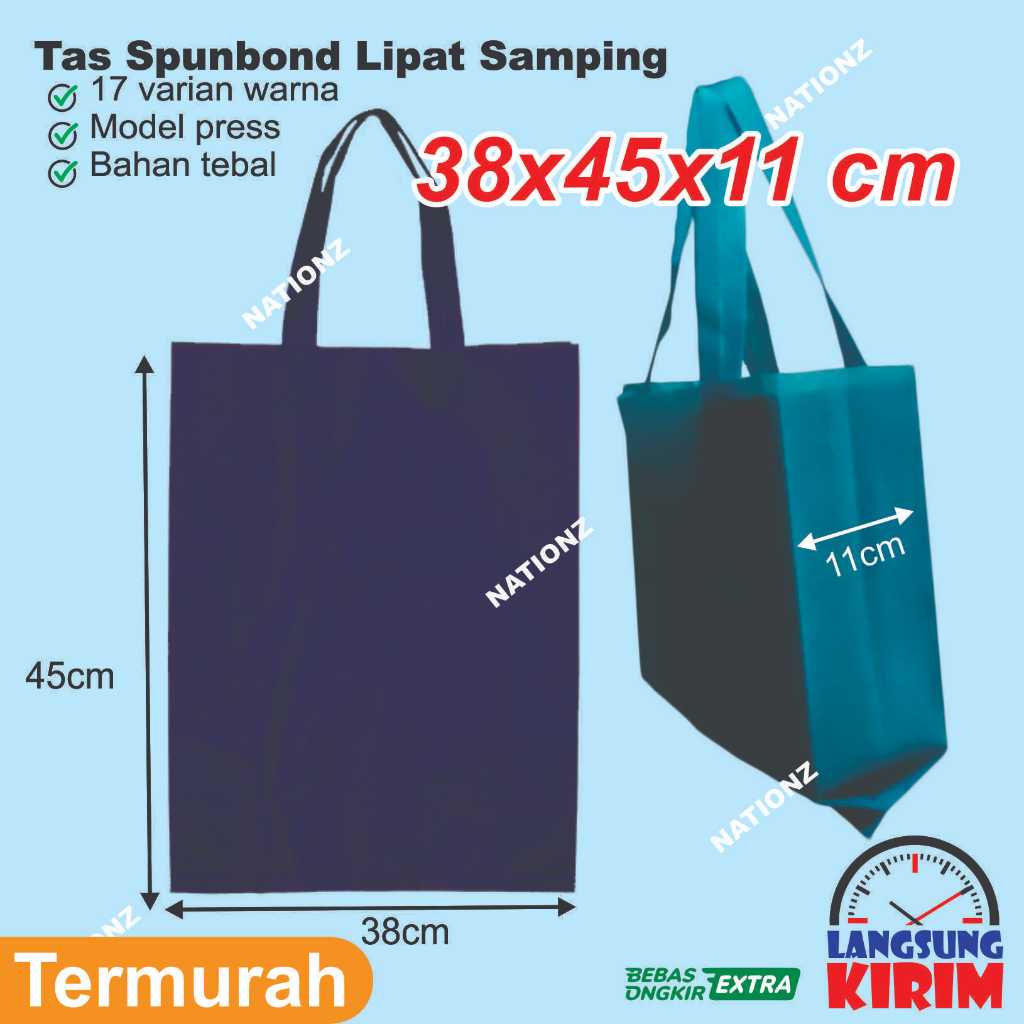 

1 LUSIN (12pcs) 38x45x11 cm Tas Kain Spunbond Goodie Bag Kantong souvenir Goody Souvenir