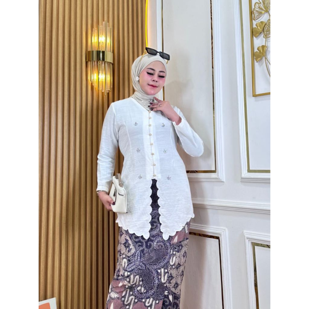 ALLEA TUNIK KANCING BORA/BLOUSE KOMBINASI BORDIR