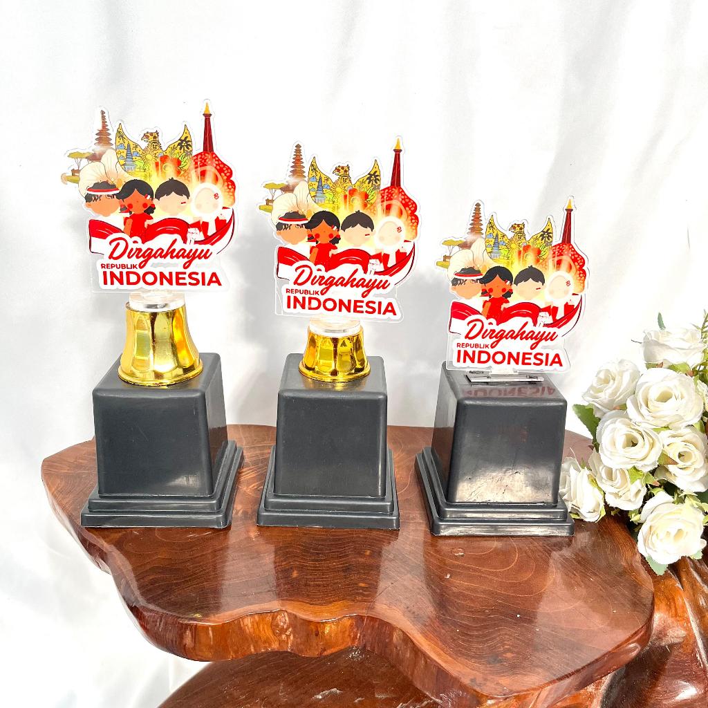 PIALA AKRILIK 1 SET KOMBINASI RASER | PIALA KEMERDEKAAN | PIALA HUT RI