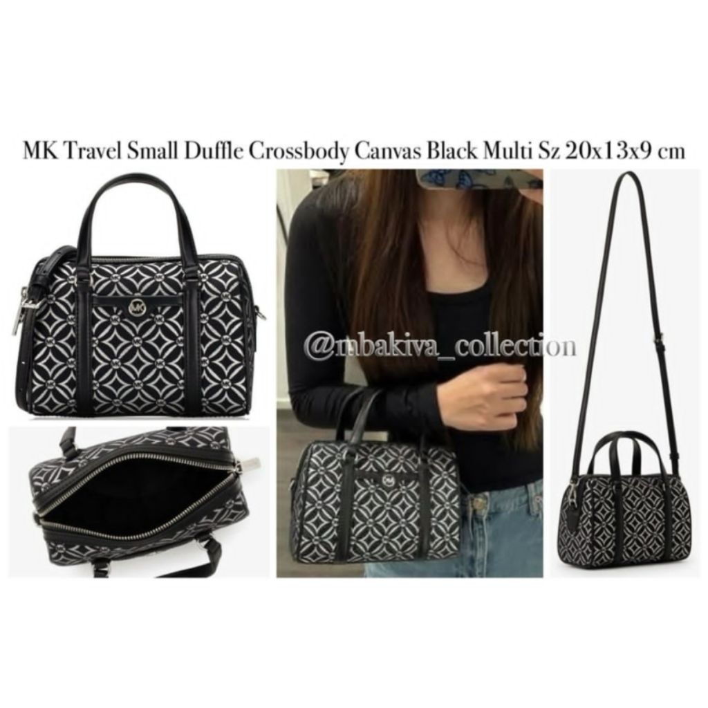 MK Travel Small Duffle Crossbody Canvas Black Multi
