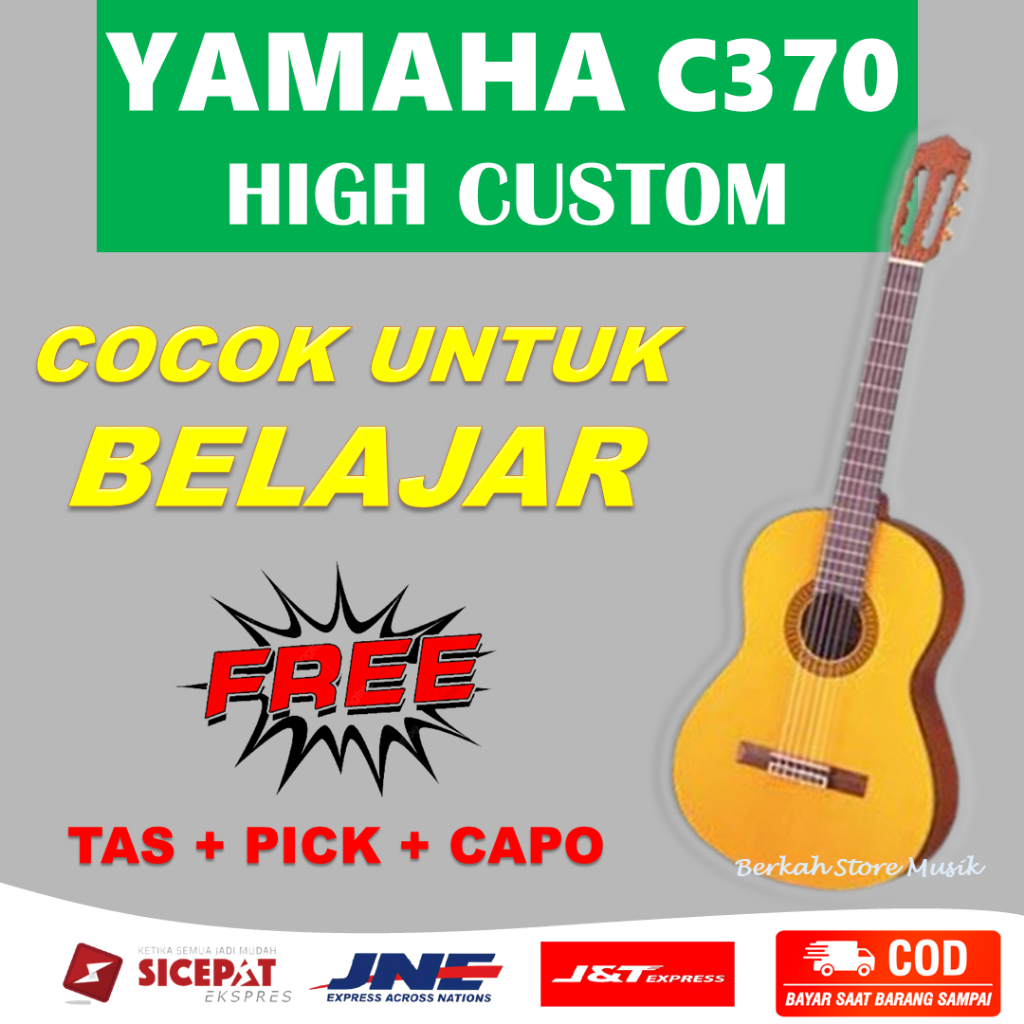 Gitar Akustik Yamaha C370 Custom Classic Nilon Nylon untuk Pemula