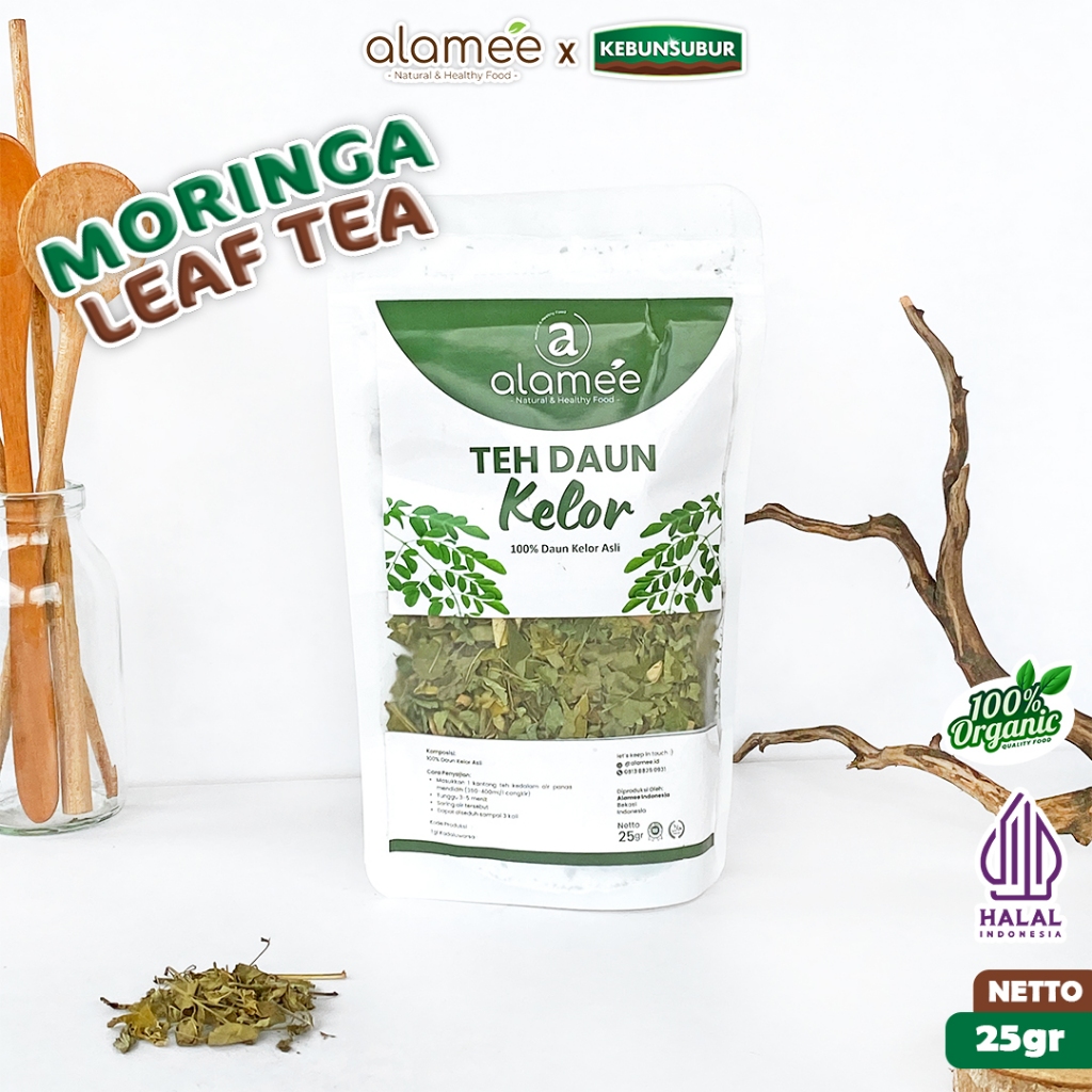 

ALAMEE Moringa Tea Teh Daun Kelor Herbal Alami Flower Asli Kering Organik Premium 25gr kebunsubur