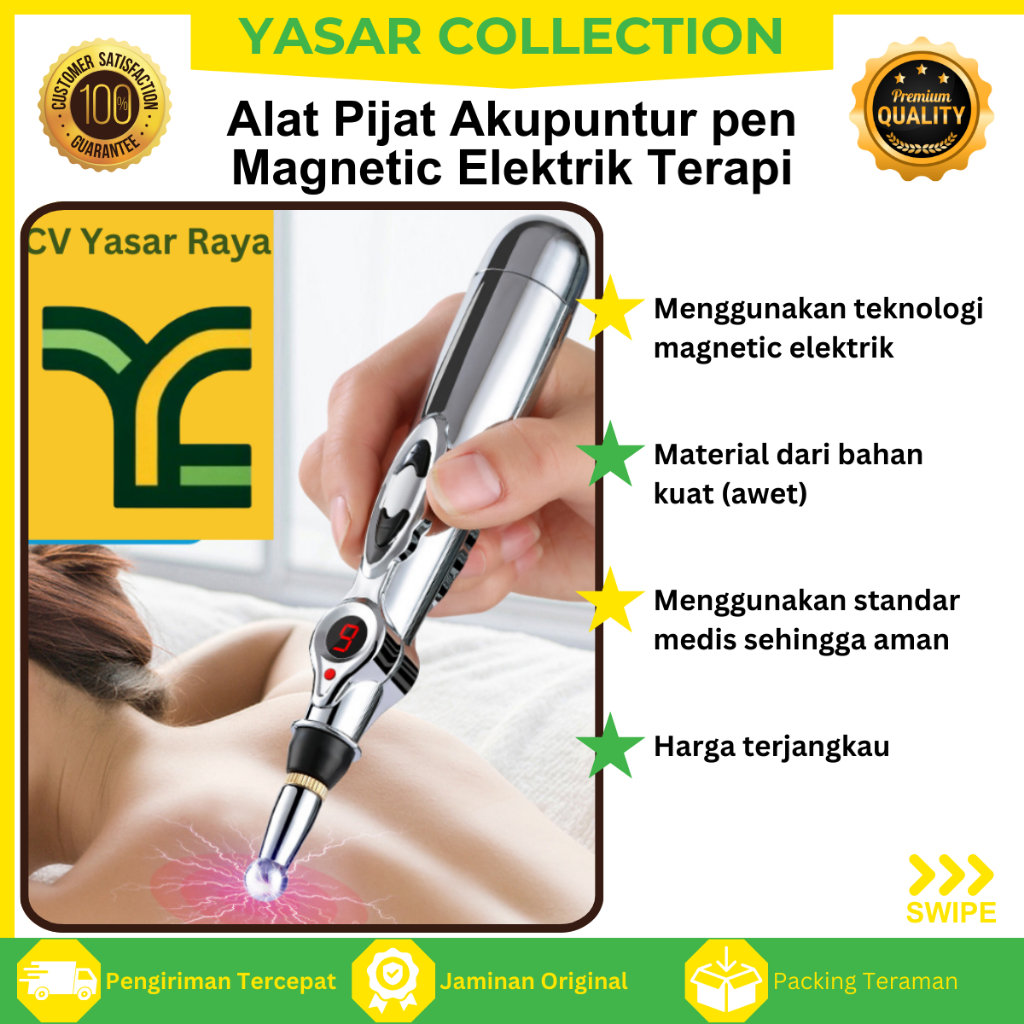 Alat Pijat Akupuntur Pen Elektrik Terapi Akupuntur Kaki Tangan Magnet - Silver
