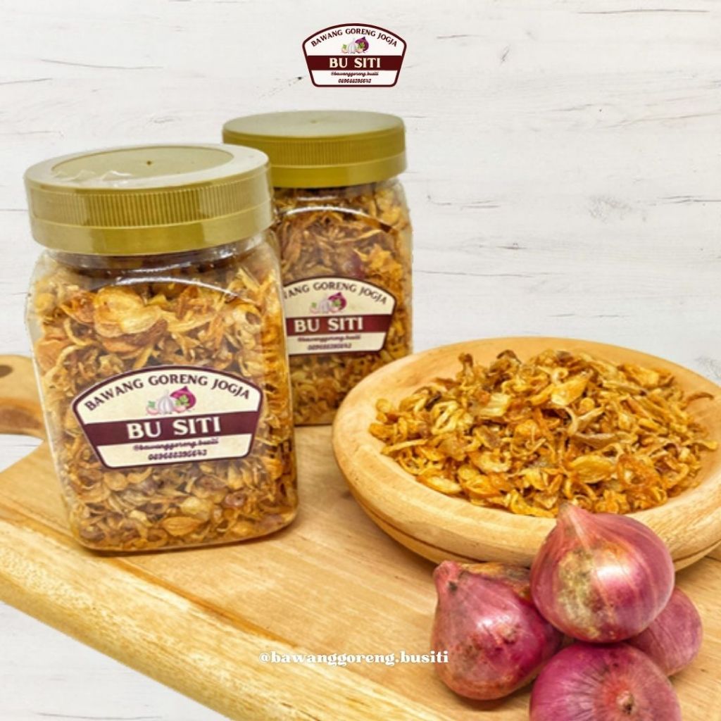 

Bawang Goreng Renyah Premium Grade A Original Asli Tanpa Tepung BU SITI Kemasan Toples 100 gr