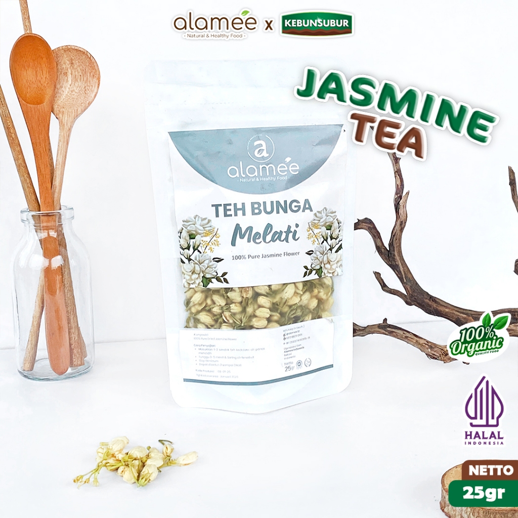 

ALAMEE Teh Jasmine Bunga Melati Dried Flower Tea Organik Jasmin Herbal Kering 25gr kebunsubur