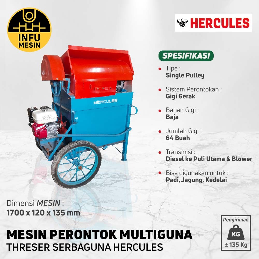 Mesin Perontok Padi Hercules Alat Perontok Multiguna Lengkap Mesin Penggerak