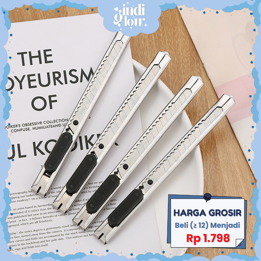 

IG Pisau Cutter Besi Mini 12,5cm Tajam Stainless Pisau Mini Cutter Pemotong Kertas Kardus LG-02