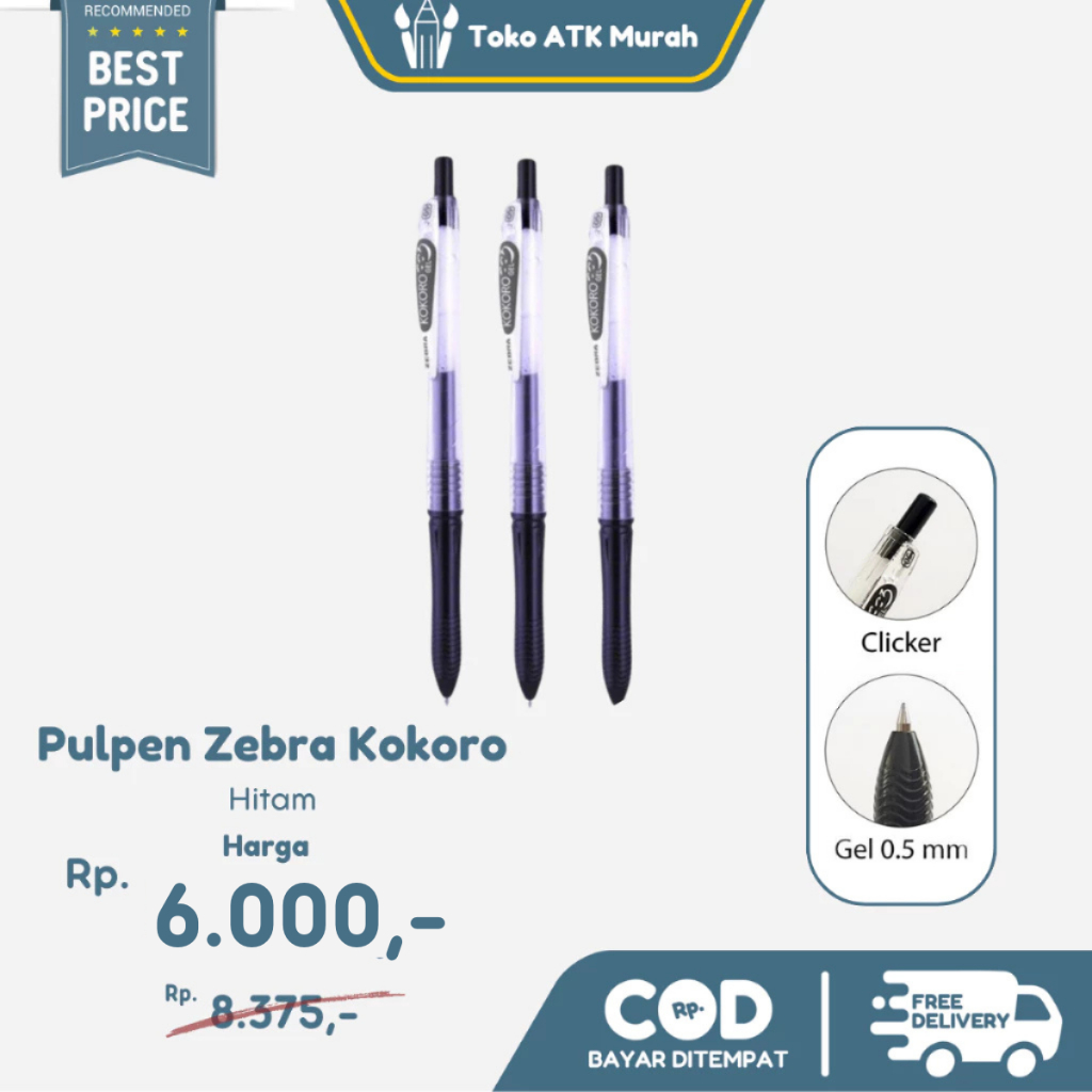 

Pulpen Zebra Kokoro Gel Pen - Hitam