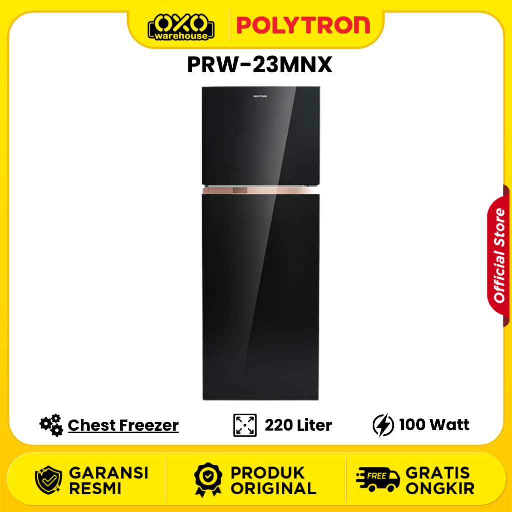 POLYTRON Belleza Jumbo PRW 23MNX – Kulkas 2 Pintu 220 Liter Jumbo Kapasitas Low Watt Garansi Resmi